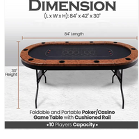 Winston 10 Player Poker Table - Black